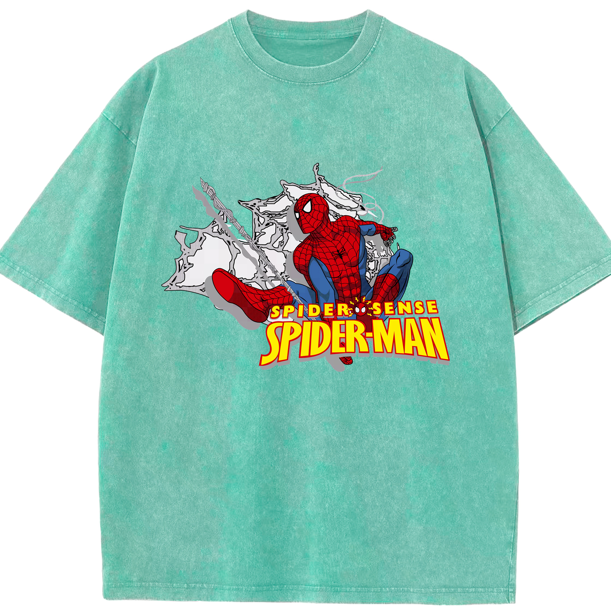 （画像用） Spider Man スパイダーマン 綿100% ヴィンテージ風 半袖Tシャツ（フロントプリント）